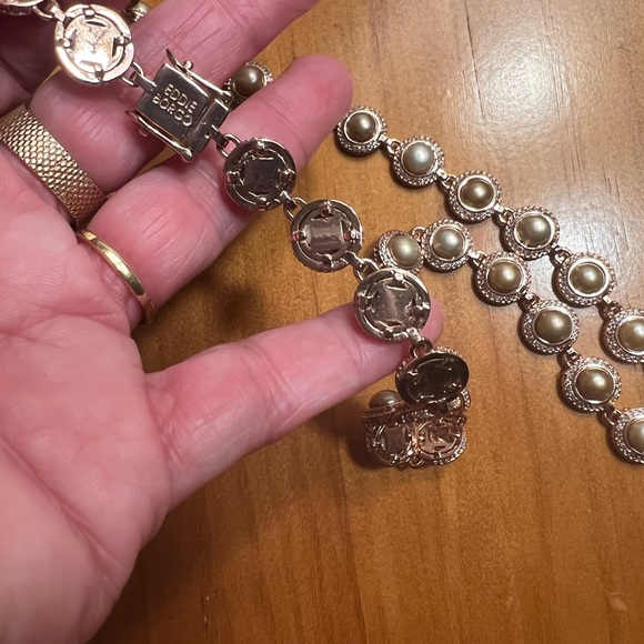 Eddie Borgo Estate Rose Gold Cultured Pearl Pyramid Spike Brass Necklace J Crew - Picture 9 of 15